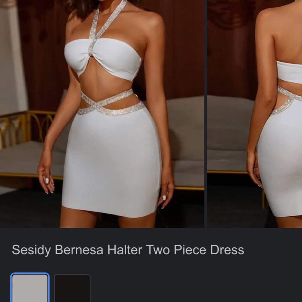 2 piece white body con outfit